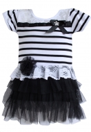 Kleid mit Tüll und Spitze Weiß-Schwarz Art.Nr.:488S