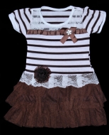 Kleid mit Tüll und Spitze Weiß-Braun Art.Nr.:488B
